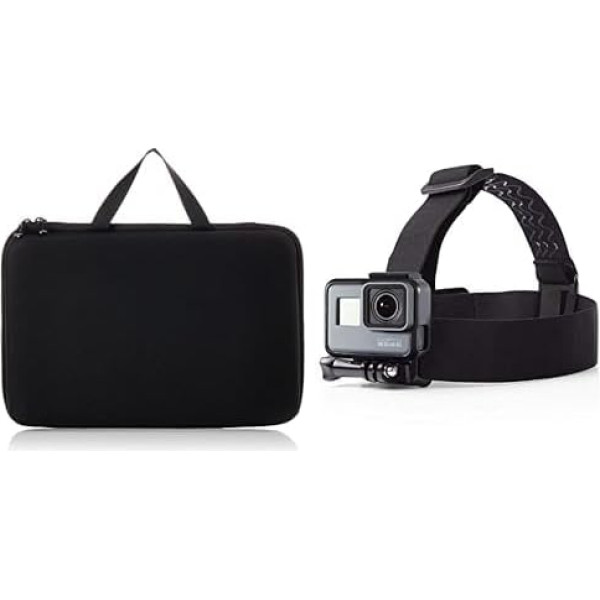 Amazon Basics GoPro Action Camera Carry Case Large & Head Strap for GoPro Action Camera