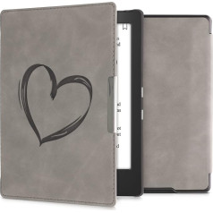 kwmobile Korpuss saderīgs ar Kobo Aura H2O Edition 1 Case - Mākslīgās ādas vāciņš - Heart Brush Grey