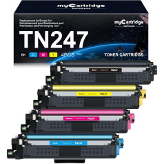 myCartridge SUPCOLOR TN-243CMYK atjaunotas tonera kasetnes TN247 saderīgas ar Brother MFC L3750CDW MFC-L3770CDW HL-L3270CDW MFC-l3730CDN MFC-l3710CW pārstrādātu toneri (iepakojumā 4 gabali)