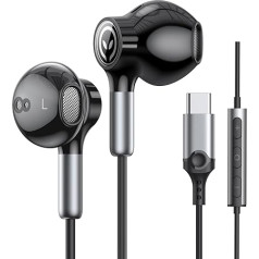 USB C austiņas iPhone 15 Pro Max Samsung S24 austiņas ar kabeli USB C In-Ear USB C tipa austiņu kabelis ar mikrofonu Samsung Galaxy S23 Ultra S22 S21 S20 A54 iPad Pro Air 5 Google