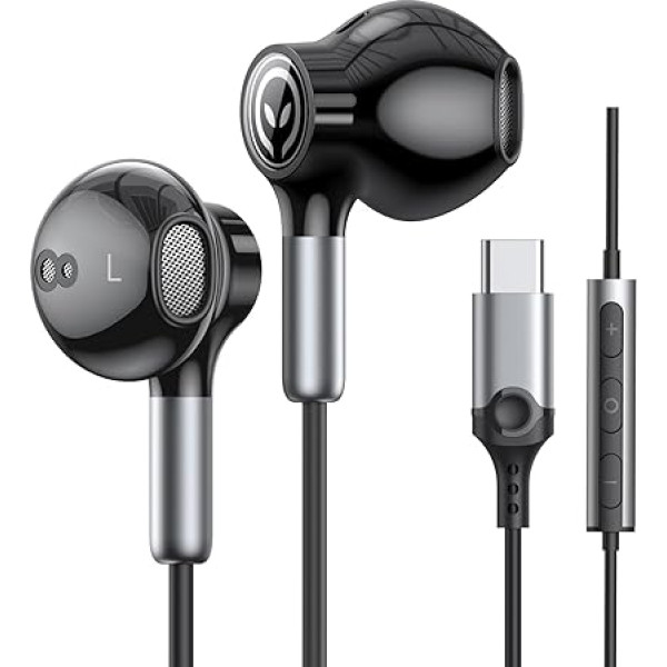 USB C austiņas iPhone 15 Pro Max Samsung S24 austiņas ar kabeli USB C In-Ear USB C tipa austiņu kabelis ar mikrofonu Samsung Galaxy S23 Ultra S22 S21 S20 A54 iPad Pro Air 5 Google