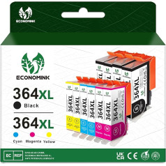 Economink 364XL Multipack saderīgs ar HP 364 tintes kasetni 364 XL (4 melnas, 2 zilas, 2 dzeltenas, 2 purpursarkanas) priekš HP PhotoSmart 5520 5510 6520 7520 5524 B209a C5380 DeskJet 3520 3070A OfficeJet 4620