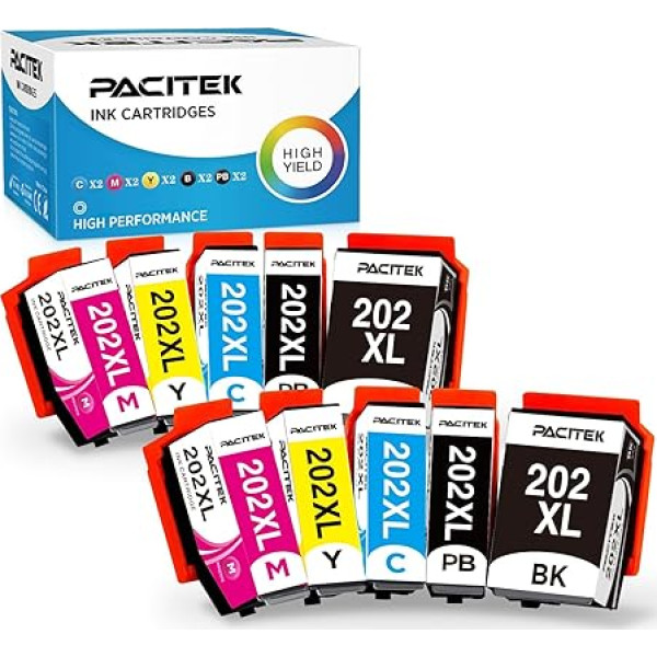 PACITEK 202XL Druckerpatronen Kompatibel für Epson 202XL 202 Kompatibel mit Epson xp 6100 druckerpatronen für Epson Expression Premium XP-6000 XP-6005 XP-6105 (10 gab.)