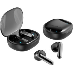 URIZONS TWS In-Ear bezvadu austiņas ar mikrofonu Bluetooth 5.3, bezvadu austiņas sportam un ceļošanai ar USB C lādēšanas kabeli un strāvas displeju - melnas krāsas