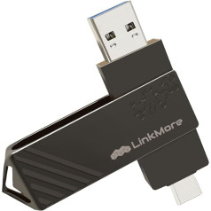 Linkmore 256GB Ultra Dual Drive Go USB Type-C USB Flash Drive, Read Speed up to 150MB/s, with Reversible USB Type-C and USB Type-A Ports for Smartphones, Tablets, Mac and PC.