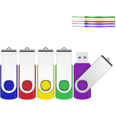 2 GB 5 gabali USB 2.0 rotējoša zibatmiņas karte datu glabāšanai USB zibatmiņas karte ar virvi (daudzkrāsaina) 4GB 5 krāsās