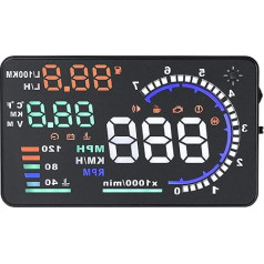 Automobilis HUD Head Up Display A8 5,5 colių OBD2 automobilio daugiaspalvis atspindintis ekranas greičio rodymas