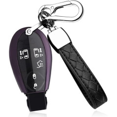 HIBEYO Smartkey Auto atslēgu futrālis piemērots Chrysler atslēgu futrālis Silikona aizsardzība Dodge Journey Ram Jeep Commander Cherokee tālvadības atslēgu gredzena aizsardzības soma atslēgu futrālis violeta krāsā