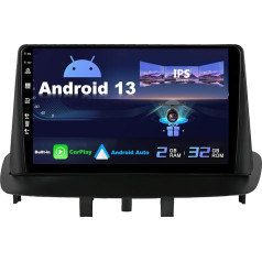 SXAUTO Android 12 IPS auto radio piemērots Renault Megane 3 (2008-2014) - iebūvēts Carplay/Android Car - atpakaļgaitas kamera - 2G + 32G - vadība no stūres DAB WiFi Fast Boot BT 4G - 2 DIN 9