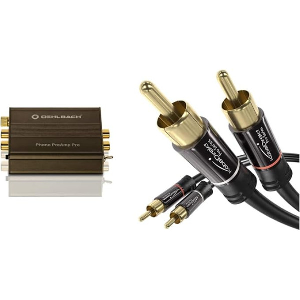 Oehlbach Phono PreAmp Pro - Phono priekšpastiprinātājs - Metāliski brūns un KabelDirekt - RCA audio kabelis - 0,5 m (koaksiālais kabelis, piemērots pastiprinātājiem, no 2 RCA līdz 2 RCA)