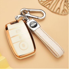 HIBEYO Key Case Fits KIA Protective Car Key Case Cover TPU CEED Sorento Sportage Rio Soul Vigato Venga Key Ring Key Case White