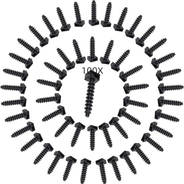 Ourbest Kabeļu saites Mūra stiprinājuma skrūves 33 mm dziļa siena 9 mm cauruma diametrs 10 mm kaklasaites platums Premium stiprinājuma tapas melnas 100 gab. iepakojumā