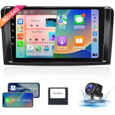 【8 Kern 4+64G】 Hodozzy Carplay Autoradio für Mercedes-Benz GL ML Klasse W164 X164 2005-2011, 9 Zoll Touchscreen Android Autoradio mit Android Auto/WiFi/GPS/RDS/Bluetooth/USB+Rückfahrkamera