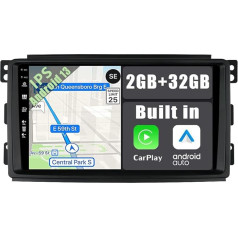 YUNTX Android 12 Auto radio priekš Benz Smart Fortwo 451 (2005-2010) 2 DIN [Integrēts bezvadu CarPlay/Android Car/GPS]-9 collu IPS 2.5D 1280 x 600 Bezmaksas kamera DAB/Radio stūres rats