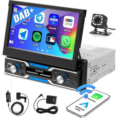 DAB Plus Android 13 Auto radio 1 DIN ar Carplay Android auto, automātiskais auto radio ar izvelkamu displeju ar GPS WiFi Bluetooth brīvroku sistēma Mirror Link FM stūres kontrole atpakaļgaitā