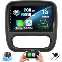 [2+64G] Carplay Android 13 auto radio Opel Vivaro B/Renault Trafic/Fiat Talento/Nissan NV300 ar Android Car, 9 collu skārienekrāna radio displejs ar WiFi GPS Bluetooth Bluetooth FM/RDS HI-FI SWC + atpakaļgaita