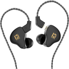 Kbear KS1 In Ear Monitor, Stereo vadu austiņas, dinamiskās HiFi austiņas ar dinamiskajām HiFi austiņām, prettrokšņa (ar mikrofonu, melnas1)