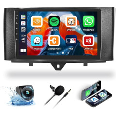 auometo 4+64G Android 13 Carplay Android auto radio ar DSP Mercedes-Benz Smart Fortwo 2011-2015, 9 collu skārienjūtīgais ekrāns, 1280 x 720, ar GPS WiFi BT BT USB FM RDS Radio Mirror Link + 32 joslu ekvalaizers