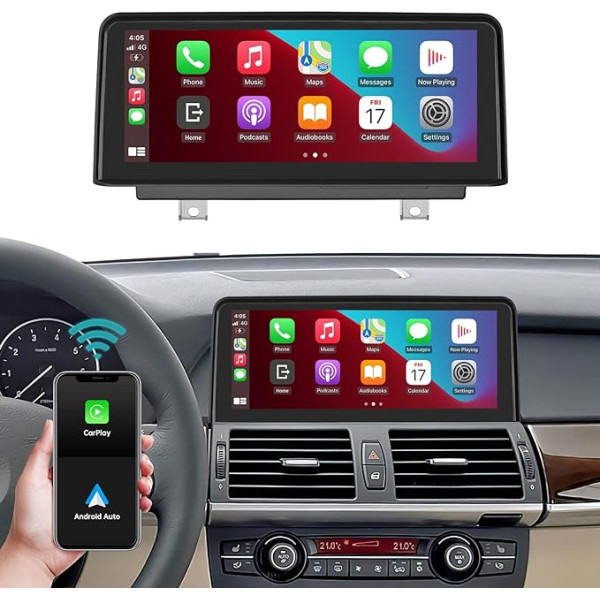 Ninetom 10,25 collu skārienjūtīgā ekrāna autoradio BMW X5/X6 E70 E71 2007-2010 ar CCC sistēmu, atbalsta Apple Carplay/Android Car/Mirrorlink/GPS navigāciju, modernizēts auto stereo displejs