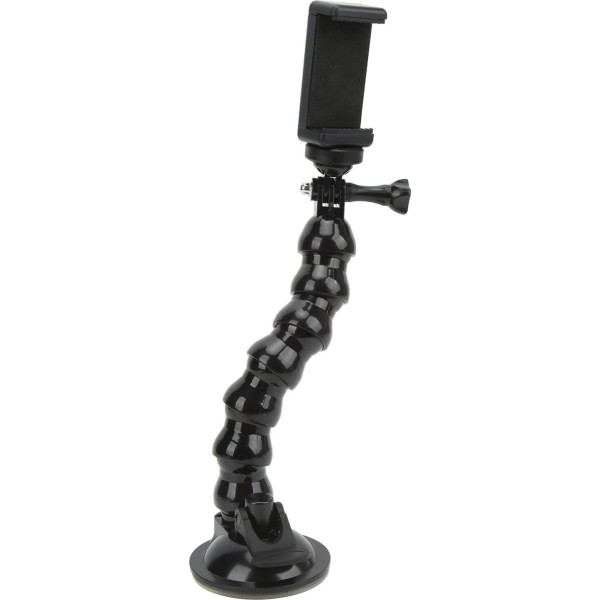 Gooseneck Suction Phone Mount, 360 ° Регулируемое автомобильное крепление для смартфона Action Camera Flexible Extension Car Windshield Mount with 1/4 Thread