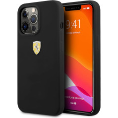 CG MOBILE Ferrari FESSIHCP13XBK Mobilais telefona futrālis iPhone 13 Pro Max melnā krāsā ar mikrošķiedras iekšpusi, silikona gluds un pret skrāpējumiem izturīgs aizsargvāciņš, vienkārša aizdare, trieciens