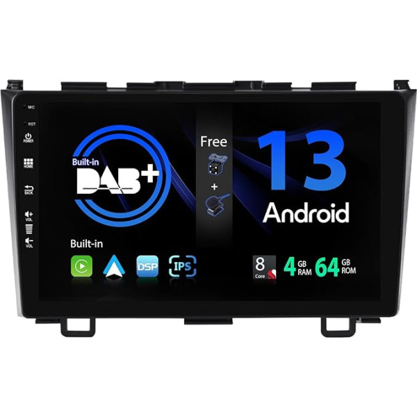 SXAUTO Android 13 [Iebūvēts DAB] IPS Autoradio für Honda CRV (2006-2011) - Eingebaut Carplay/Android Auto - LED Kamera + MIC - 4G+64G - DSP 360-CAM Lenkradsteuerung Fast-Boot - 2 Din 9 Zoll