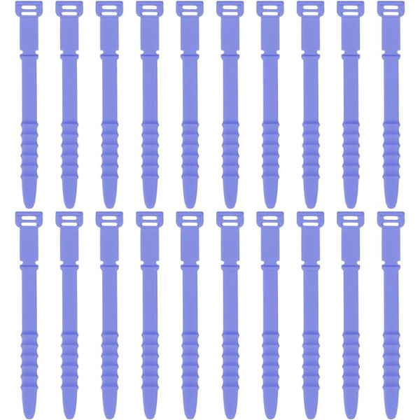 uxcell 20Pcs Silicone Zip Ties 4,5 collu atkārtoti izmantojamas stiepļu saites Elastīgas kabeļu vadu organizatoru siksnas vadiem USB vadu uzlādes vadības pārtikas uzglabāšanai, zilā krāsā