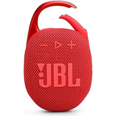 JBL Clip 5 sarkanā krāsā - pārnēsājams Bluetooth skaļrunis Pro Sound, dziļi basi un atskaņošanas laika palielināšanas funkcija - ūdens un putekļu izturīgs - 12 stundu darbības laiks