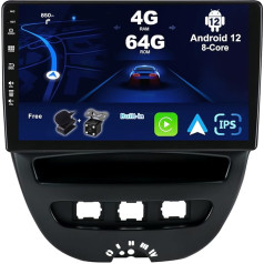 BXLIYER Android 12 IPS auto radio piemērots Toyota Aygo/Peugeot 107/Citroen C1 (2005-2014) - 4G+64G - Iebūvēts DSP/Carplay/Android Car - Kamera + Mikrofons - 10.1 collu 2 DIN -SWC WiFi DAB 360-CAM Fast