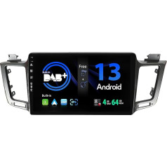 SXAUTO - Iebūvēts DAB - Android 13 IPS autoradio Toyota RAV4 (2013-2018) - Iebūvēts Carplay/Android Car - LED kamera + Mic - 4G + 64G - 360-CAM stūres vadības stūres vadība Fast Boot WiFi -2 DIN 10.1