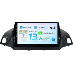 BXLIYER Android 13 IPS auto radio piemērots Ford Kuga (2013-2018) - 4G+64G - Iebūvēts DSP/Carplay/Android Car - Atpakaļgaitas kamera + MIC - IPS 9 collu 2 DIN - Vadāms no stūres WiFi Fast Boot