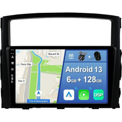 YUNTX [6GB + 128GB] Android 13 autoradio Mitsubishi Pajero (2006-2016)-2 DIN [Integrēts bezvadu CarPlay/Android Car/DSP/GPS]-9 collu IPS 2.5D kamera + MIC-DAB/Stūres kontrole/360 kamera/BT