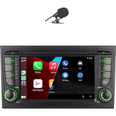 Biubiubiu 7 collu Double Din integrēta bezvadu bezvadu CarPlay bezvadu Android automašīnas 1080P IPS ekrāna autoradio Audi A4 S4 B6 B7 ar spoguļa saites stūres vadības ierīci FM AM radio Bluetooth