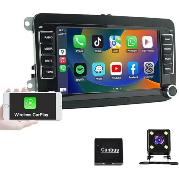 7 collu Carplay Android 13 Auto radio GPS navigācija AHD kamera 2+32G Saderīgs ar VW Touran Golf 5 6 Polo EOS ar Bluetooth WiFi WiFi Android auto FM RDS Hi-Fi AHD atpakaļgaitas kamera