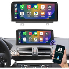 Road Top Wireless Carplay & Android Car, 10,25 collu auto stereo uztvērējs BMW 1. sērijas E81/E82/E87/E88 2008-2012 gadam ar CIC sistēmu, 1920 x 720 auto skārienjūtīgais ekrāns multimediju radio uztvērējs