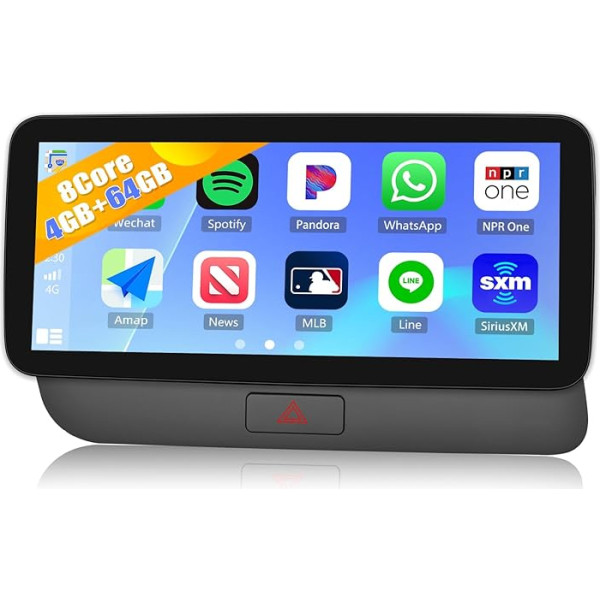 4G + 64G CAMECHO auto radio ar satelīta navigāciju Audi Q5 8R multimediju radio 2009-2017, Android 13, 8 kodolu, 10,25 collu ekrāns, auto radio ar CarPlay bezvadu Android auto Bluetooth WiFi un 4G Mirror Link