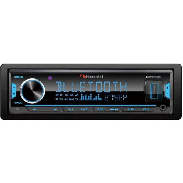 Nakamichi NQ523BD 1 DIN autoradio atbalsta Bluetooth USB AUX in uztvērējs FM radio stereo bez noņemama priekšējā paneļa