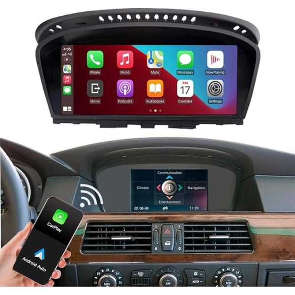 Bezvadu Carplay un Android auto, 2005-2010 BMW 3.5 sērijas CCC sistēmai E60/E63/E64/E64/E90/E90/E91/E92/E93, 8,8 collu Linux auto stereo uztvērējs ar 1920 x 720 skārienekrāna skārienekrāna auto radio uztvērēju