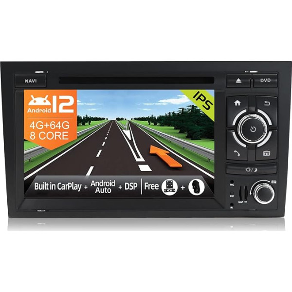 JOYX Android 12 autoradio piemērots Audi A4/S4/RS4/Seat Exeo - [4G + 64G] - Iebūvēts DSP + Carplay + Android Car - atpakaļgaitas kamera Canbus Free - Ar DAB stūres vadības ierīci 4G WiFi Bluetooth