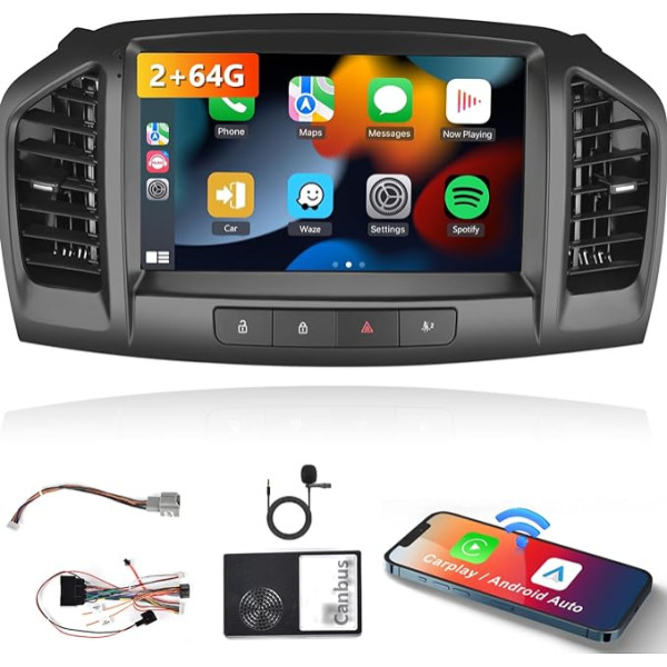 8 kodoli 2+64G: Android auto radio ar 9 collu skārienjūtīgo ekrānu ar Android Auto/Mirror Link/WiFi/GPS/RDS/FM/BT/USB ar pogām, 9 collu skārienjūtīgais ekrāns ar Android Auto/Mirror Link/WiFi/GPS/RDS/FM/BT/USB ar pogām