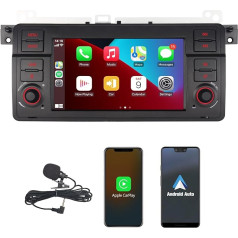 HLLECARMO Radio BMW E46 de alta potencia Con Carplay inalámbrico y Android Car Pantalla táctil de 7 Inch HD Bluetooth Mirror Link USB AM/FM/RDS DSP Subw EQ SWC para BMW E46 Series 3 1998-2005