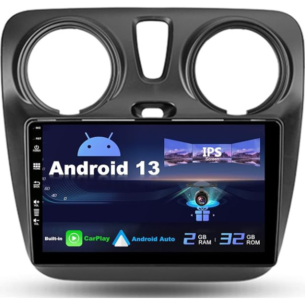 SXAUTO Android 13 IPS Autoradio für Renault Dokker (2015-2018) - Eingebaut CarPlay/Android Auto - KOSTENLOS - 2G+32G - Lenkradsteuerung DAB Fast-Boot WiFi DSP Bluetooth - 2 Din 9 Zoll