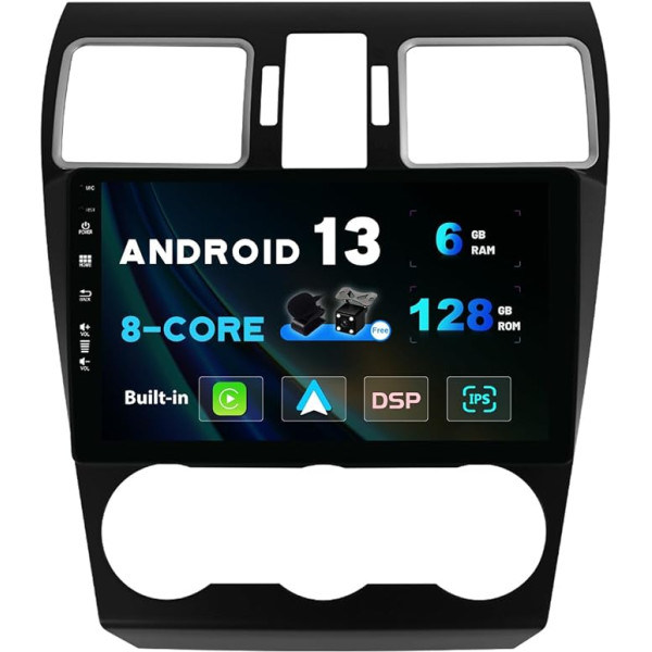 SXAUTO Android 13 [6G+128G] IPS Autoradio für Subaru Forester/XV/WRX (2015-2017) - Eingebaut Carplay/Android Auto - LED Kamera + MIC- 360-CAM DAB Lenkradsteuerung Fast-Boot WiFi DSP - 2 Din 9 Zoll