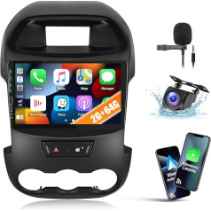 2G+64G CAEMCHO Android 13 Autoradio mit Navi für Ford Ranger PX 2011-2015,9 Zoll Auto Radio Touch Display mit Carplay Android Auto Mirror Link RDS FM Bluetooth+Rückfahrkamera