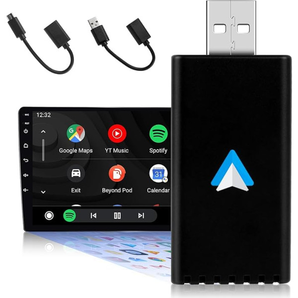 Hodozzy Bezvadu Android Auto adapteris, Android Auto kabeļu savienojums, Plug&Play Android Auto Dongle für Android Handys und Autoradio, Bluetooth, Plug-in USB Adapter Typ-C Kabel