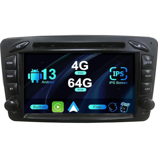 SXAUTO Android 13 auto radio priekš Benz ML W163/CLK W209/C-Class W203/SLKW170/E-Class W210/A-Class W168 - Iebūvēts Carplay/Android Car - Camera + Mic - 4G + 64G - DAB 360-CAM SWC Fast Boot - 2 DIN