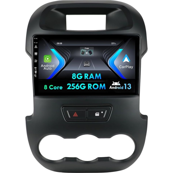 MISONDA [8G+256G] 9 Zoll IPS Doppel Din Android autoradio priekš Ford Ranger F250 (2011-2016), kas aprīkots ar Bluetooth kameru BT WiFi USB GPS Carplay RDS FM AUX Android Auto DAB Lenkradsteuerung