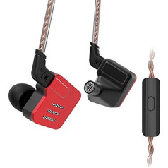 J&R KZ BA10 metāla austiņas, 5BA balansēts enkura draiveris, HiFi bass austiņas, In-Ear monitor, sporta austiņas, trokšņu slāpēšanas austiņas (ar mikrofonu, sarkanas)