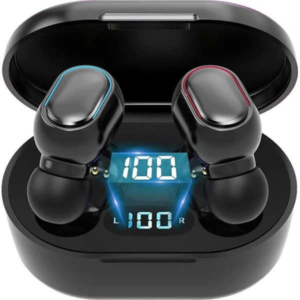 DKKD Bluetooth austiņas, bezvadu In-Ear Bluetooth austiņas ar mikrofonu, 25 stundu Hi-Fi Stereo, pogu vadība, LED displejs, IP7 ūdensizturīgas Bluetooth austiņas