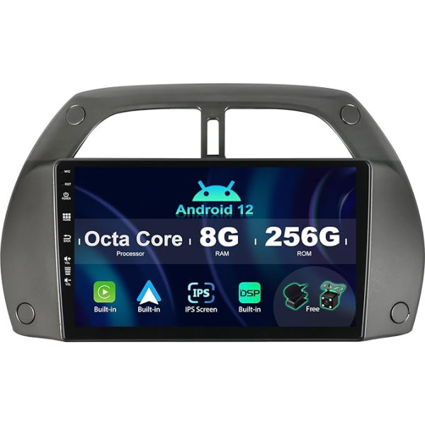 SXAUTO ¦8G+256G¦ Android 12 IPS Autoradio für Toyota RAV4 (2011-2016) - Eingebaut Carplay/Android Auto/DSP - LED Kamera + MIC - DAB Lenkradsteuerung Fast-Boot 360-CAM WiFi DSP - 2 Din 9 Zoll